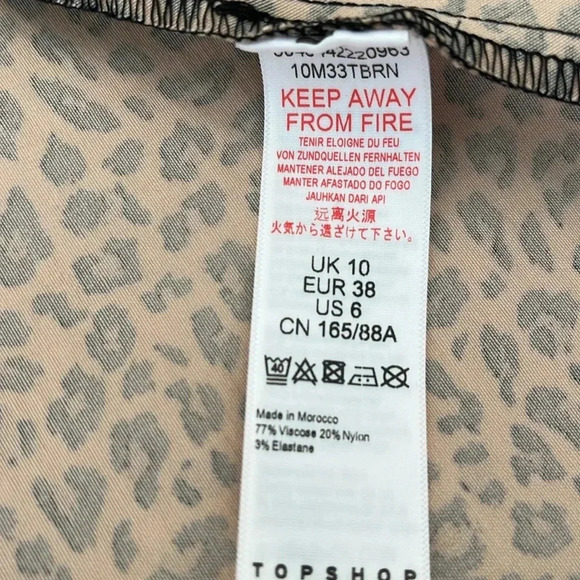 NWT Leopard Print Long Puff Sleeve Mini Dress Women's 6 Black Brown Milk Maid - Picture 16 of 17